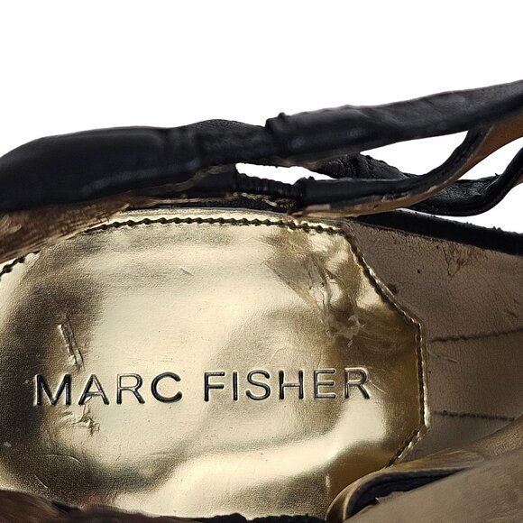 Marc Fisher Heels Womens Size 9.5M Black Stiletto Sandals Strappy Dress Shoes - Picture 6 of 8